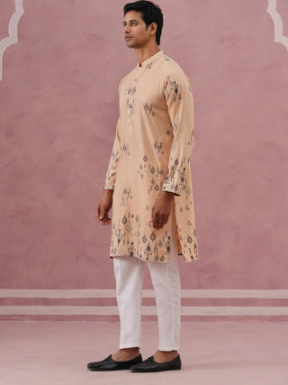Men's Foil Printed Festive Kurta Pyjama Set