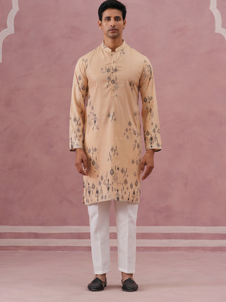 Men's Foil Printed Festive Kurta Pyjama Set