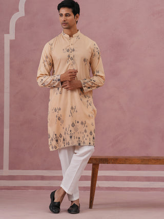 Men's Foil Printed Festive Kurta Pyjama Set
