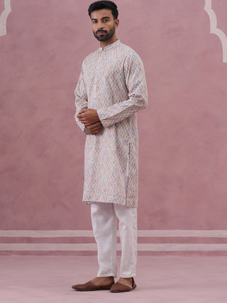 Traditional Cotton Blend Embroidered Kurta Pyjama