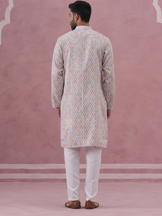 Traditional Cotton Blend Embroidered Kurta Pyjama