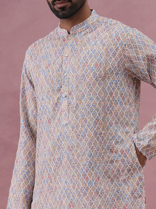 Traditional Cotton Blend Embroidered Kurta Pyjama