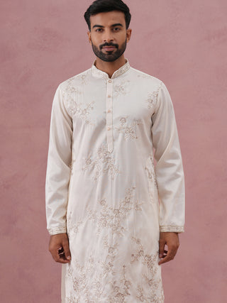 Men’s Silk Blend Embroidered Kurta Pyjama Set