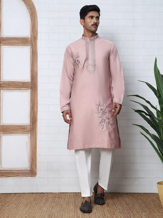 Men’s Silk Blend Embroidered Kurta Pyjama Set