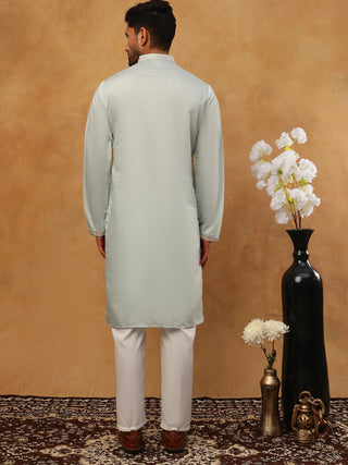 Silk Blend Embroidered Kurta Pyjama