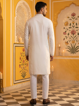 Silk Blend Embroidered Kurta Pyjama