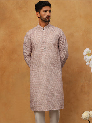 Cotton Blend Printed & Embroidered Kurta Pyjama