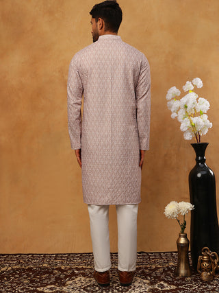 Cotton Blend Printed & Embroidered Kurta Pyjama