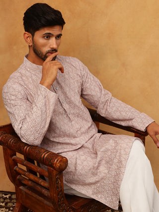 Cotton Blend Printed & Embroidered Kurta Pyjama