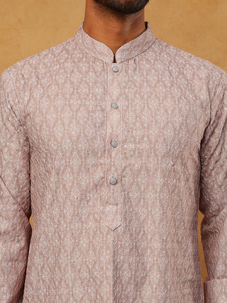 Cotton Blend Printed & Embroidered Kurta Pyjama