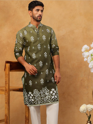 Printed Cotton Blend Kurta Pyjama Set