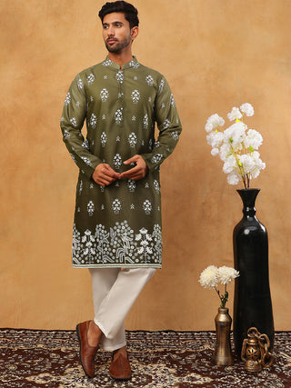 Printed Cotton Blend Kurta Pyjama Set