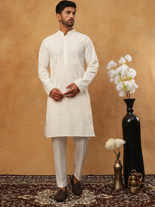 Men’s Ethnic Cotton Embroidered Kurta Pyjama