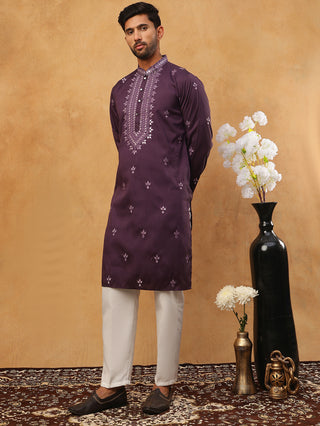 Festive Wear Silk Blend Embroidered Kurta Pyjama