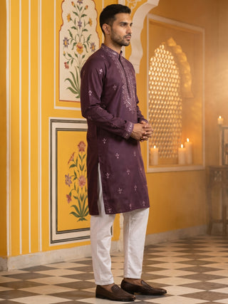 Festive Wear Silk Blend Embroidered Kurta Pyjama