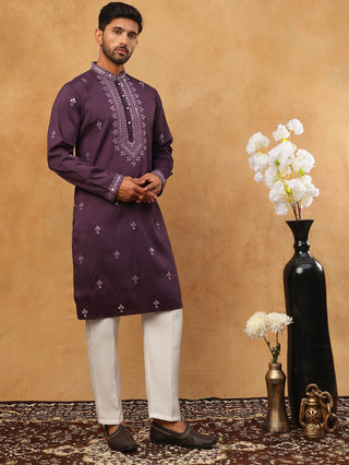 Festive Wear Silk Blend Embroidered Kurta Pyjama