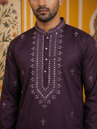 Festive Wear Silk Blend Embroidered Kurta Pyjama
