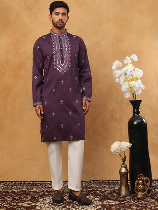 Festive Wear Silk Blend Embroidered Kurta Pyjama