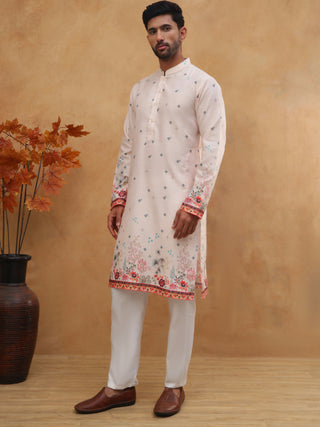 Cotton Blend Printed Straight Kurta Pyjama