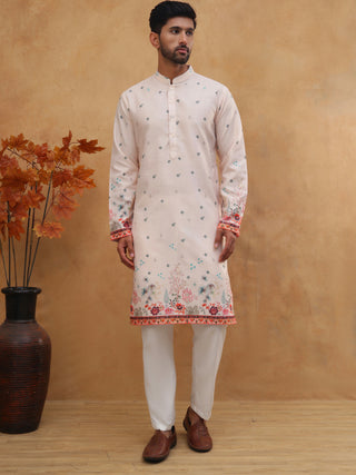 Cotton Blend Printed Straight Kurta Pyjama