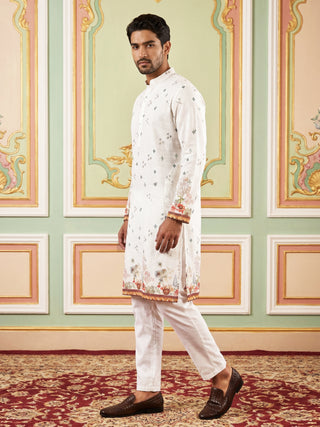 Cotton Blend Printed Straight Kurta Pyjama