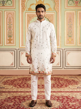 Cotton Blend Printed Straight Kurta Pyjama