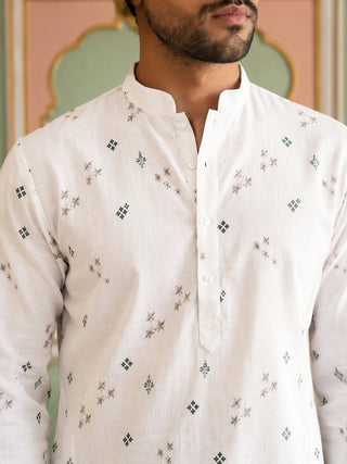 Cotton Blend Printed Straight Kurta Pyjama