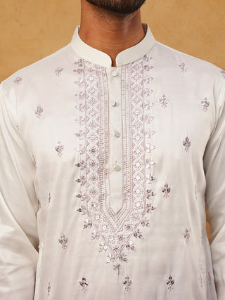 Festive Wear Silk Blend Embroidered Kurta Pyjama