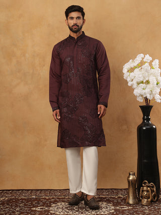 Silk Blend Embroidered Kurta with Pyjama