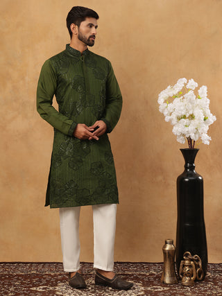 Silk Blend Embroidered Kurta with Pyjama
