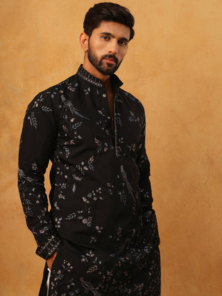 Silk Blend Embroidered Kurta with Pyjama