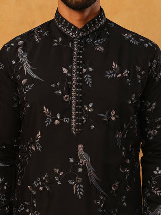 Silk Blend Embroidered Kurta with Pyjama