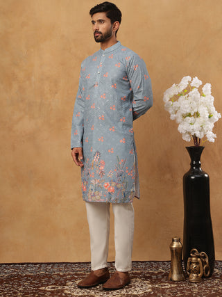 Festive Cotton Blend Printed Kurta Pyjama Set