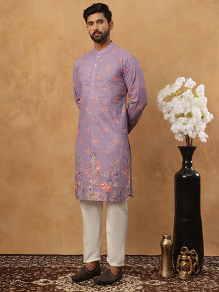 Festive Cotton Blend Printed Kurta Pyjama Set