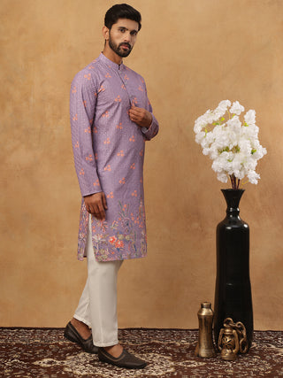 Festive Cotton Blend Printed Kurta Pyjama Set