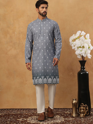 Festive Cotton Blend Printed Kurta Pyjama Set