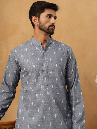 Festive Cotton Blend Printed Kurta Pyjama Set