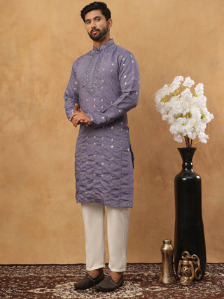 Festive Silk Blend Sequin Work Kurta Pyjama Set