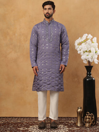 Festive Silk Blend Sequin Work Kurta Pyjama Set