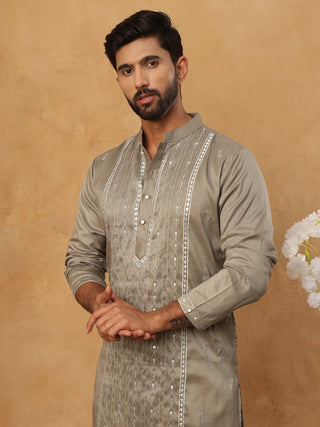 Luxury Silk Blend Thread Work Kurta Pyjama Set