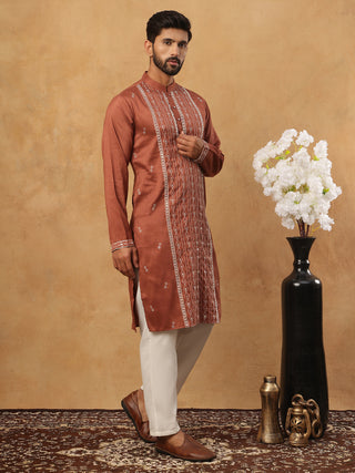 Luxury Silk Blend Thread Work Kurta Pyjama Set