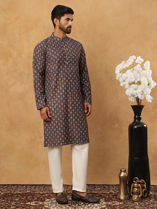 Festive Cotton Blend Printed Kurta Pyjama Set