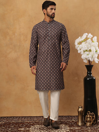 Festive Cotton Blend Printed Kurta Pyjama Set
