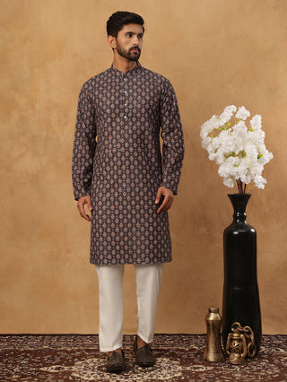 Festive Cotton Blend Printed Kurta Pyjama Set