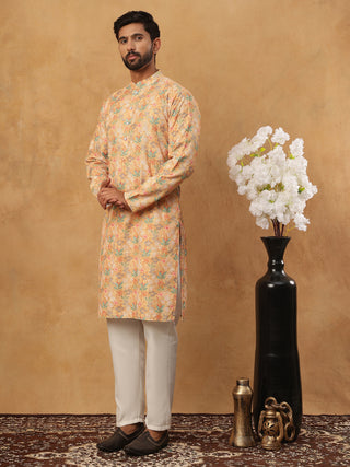 Festive Cotton Blend Printed Kurta Pyjama Set