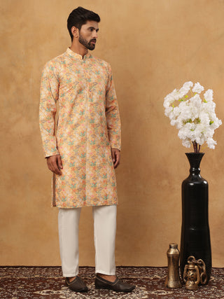 Festive Cotton Blend Printed Kurta Pyjama Set