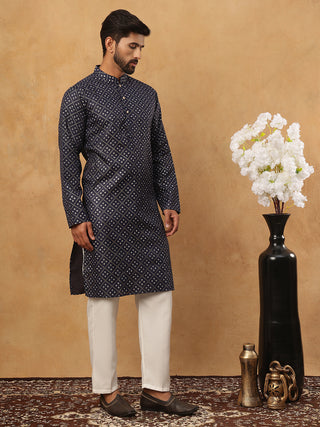Festive Cotton Blend Printed Kurta Pyjama Set