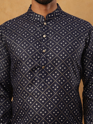 Festive Cotton Blend Printed Kurta Pyjama Set