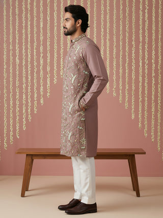 Silk Blend Designer Embroidered Kurta Set