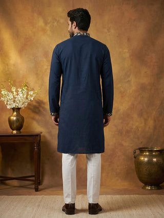 Silk Blend Designer Embroidered Kurta Set